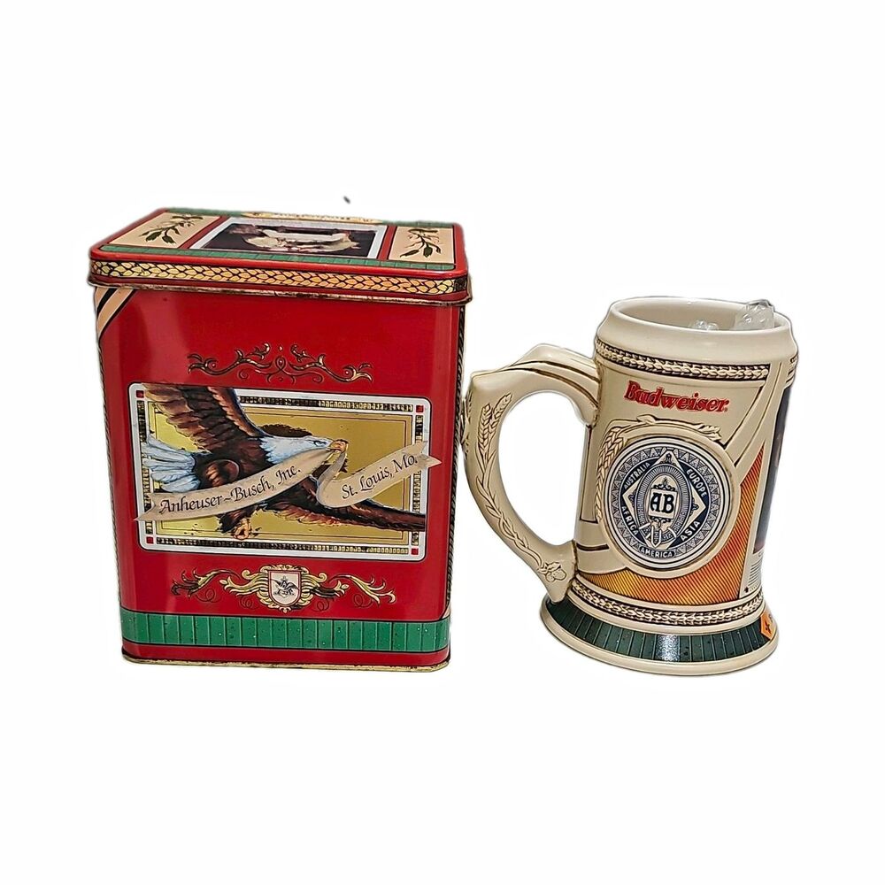 Vintage 1998 Budweiser Historic Series 1 Beer Stein & Tin I When Gentlemen Agree